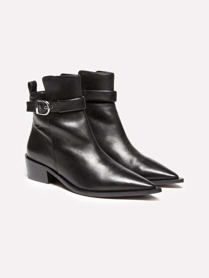 Black western boots in 100% leather - women's boots and ankle boots - Black | Sisley image number 1